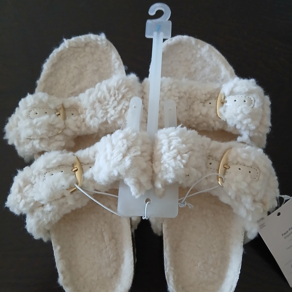 Auden Women's Jane Cream Two Band Buckle Slide Slippers Size 7 - Picture 6 of 12